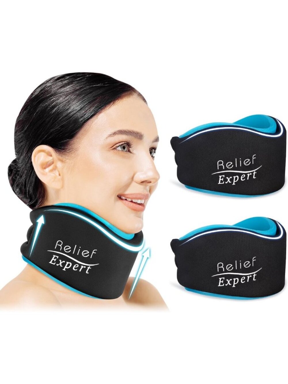 Adjustable Soft Neck Brace with Hot & Cold Gel Pack - Breathable Cervical